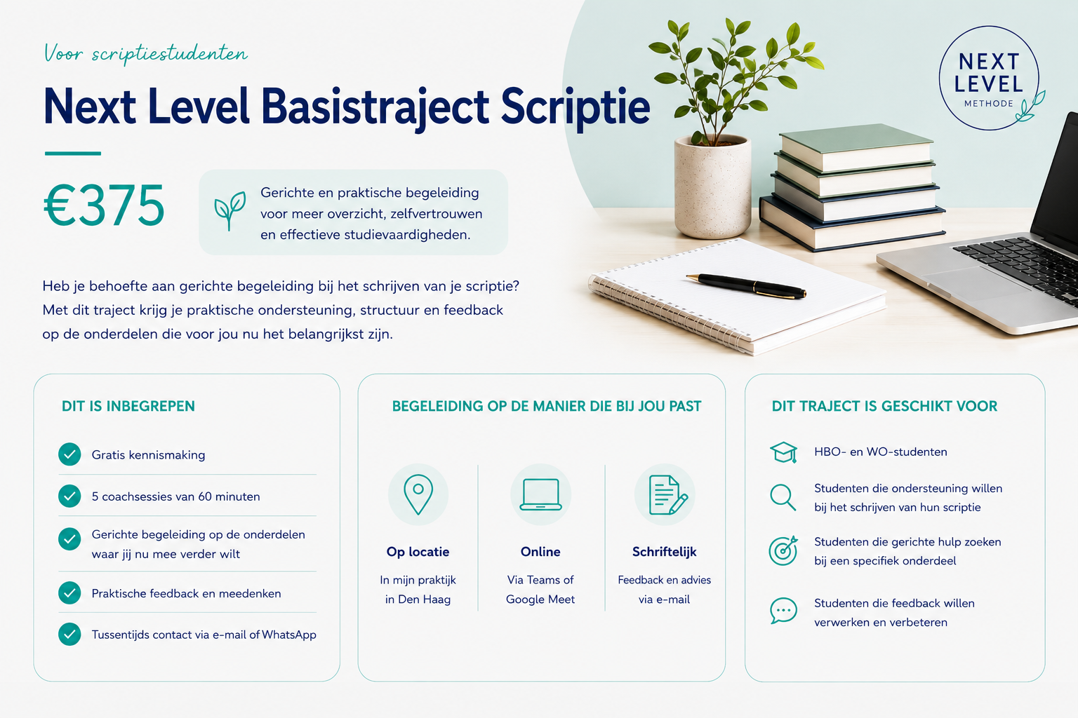 Next Level Basistraject Scriptie: vijf coachsessies voor 375 euro