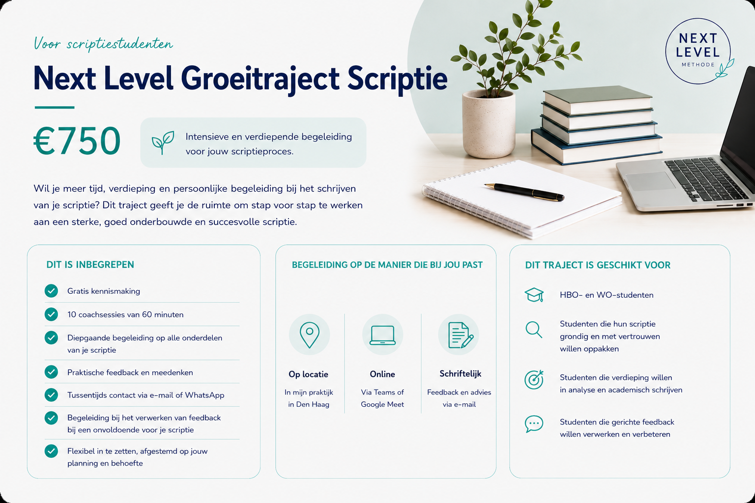 Next Level Groeitraject Scriptie: tien coachsessies voor 750 euro